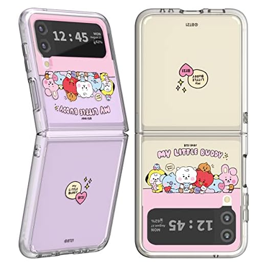BT21 Designed for Galaxy Z Flip 3 5G Case (2021) Official Merchandise My Little Buddy Clear Phone Case, Group