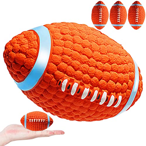 ACE2ACE 3 Stück Hundespielzeug Rugbyball, Hundebälle Quietschspielzeug für Hunde, Robust Langlebig Kauspielzeug, Ungiftigem Naturkautschuk Interaktives Hundespielzeug Für Kleine Hund Cover