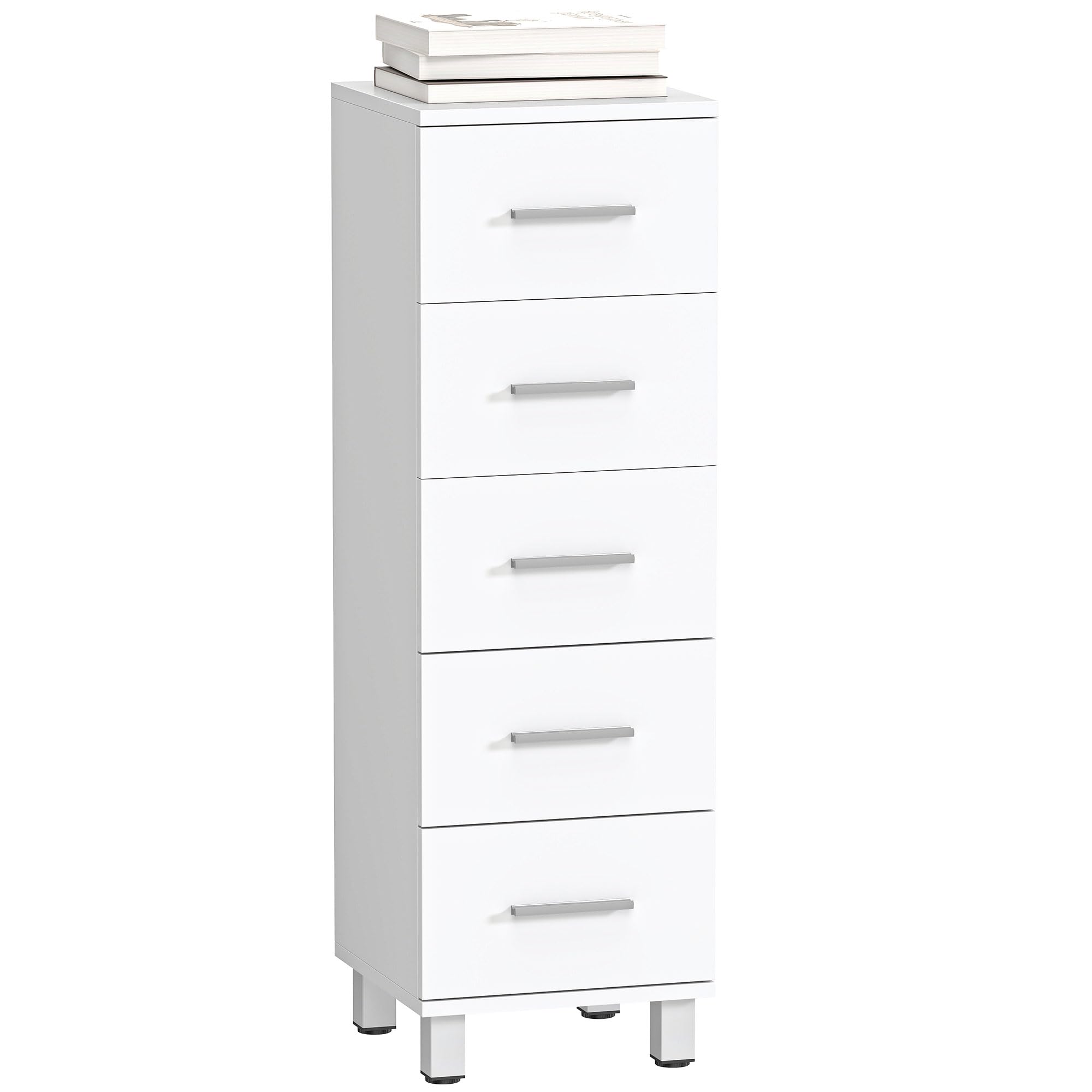 HOMCOM Meuble de Salle de Bain sur Pied 5 Tiroirs 30 x 30 x 95 cm Blanc