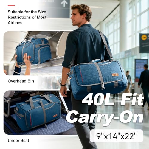 Image of Canway 40L Foldable Duffle Bag for Travel Men & Women Carry On 22 inchx14 inchx9 inch Airline Approved, Small Luggage Overnight Bag with Shoe Compartment, Water-Resistant Gym & Sports Bag