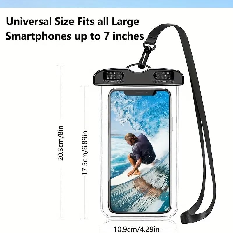 2pc Universal Waterproof Phone Pouch Keep Your iPhone Safe & Dry Transparent