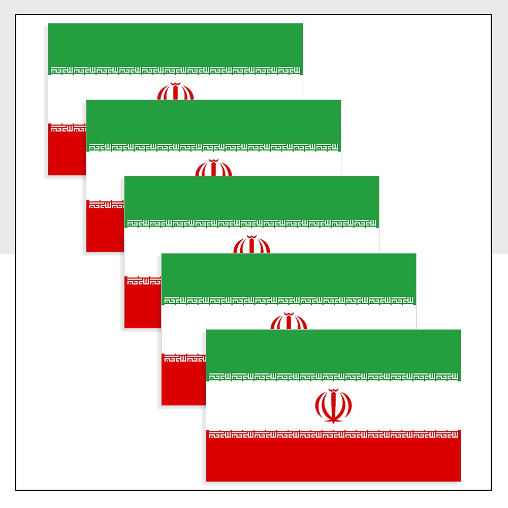 Packwith Iran Flag Helmet Stickers Pack Of 5 (60 X 36Mm) Waterproof Irn Flag Labels For Bike Van Windows Helmet Bumpers Packwith® #P1017