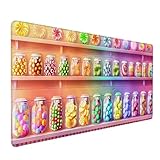 Grand Tapis de Souris de Jeu avec Bords Cousus, tapis de souris one piece couleur nourriture Tapis de Bureau , Tapis de Souris Étendu avec Base Antidérapante, pour Clavier et Souris, 800x300x3mm Q-6