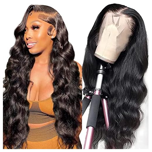 Body Wave Wig Lace Front Wigs Human Hair Wigs for Black Women 13x4 Glueless Lace Frontal Wigs Human Hair Lace Front Wigs Pre Plucked Bleached Knots 180% Density Natural Color Body Wave Wigs 26 Inch