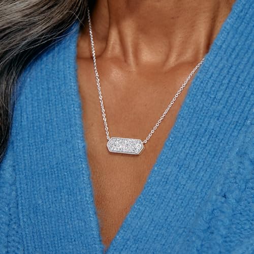 Alex and Ani Synthetic Druzy Adjustable Necklace,Silver,Shiny Silver,Necklace2