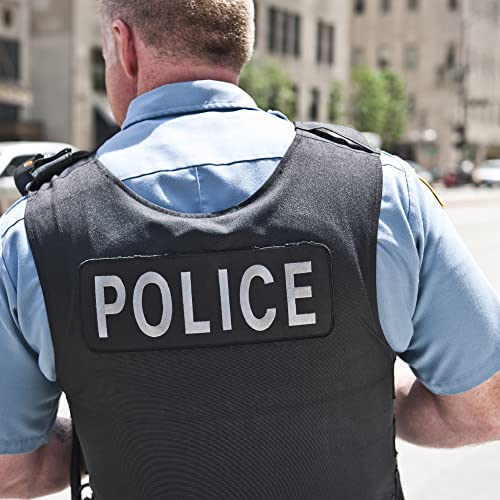 Axen Police Embroidered Patches Large Loop And Hook Patch For Military Tactical Vest Uniform Jacket, Pack Of 2 (One Large And One Small) #TOP3