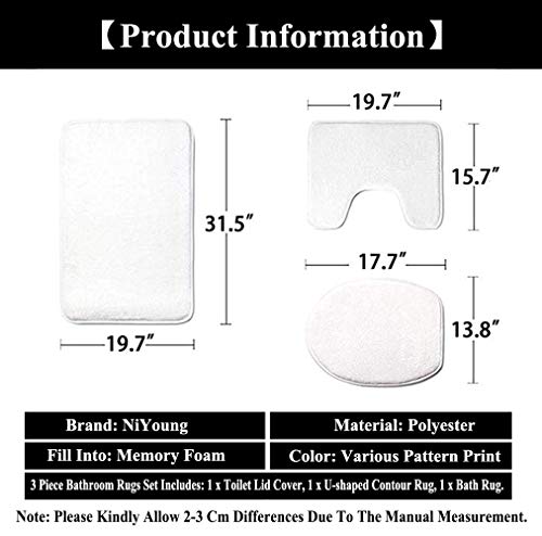 NiYoung Badezimmer-Dekorationen, 3-teiliges Set, schickes schwarz-goldenes Marmor-Memory-Schaum, Badezimmerteppich-Set, Konturmatte, Deckelbezug, wasserabsorbierend, rutschfest, WC, Wanne – Bild 4