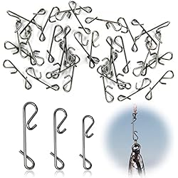 Cañas De Eging Gama Alta 30PCS Broches de Bloqueo de Pesca Conector Giratorio de Pesca Emerillones Imperdibles de Pesca Swivels Alta Resistencia Acero Inoxidable con Diseño de Bloqueo Rápido Abierto para Pesca al Aire Libre