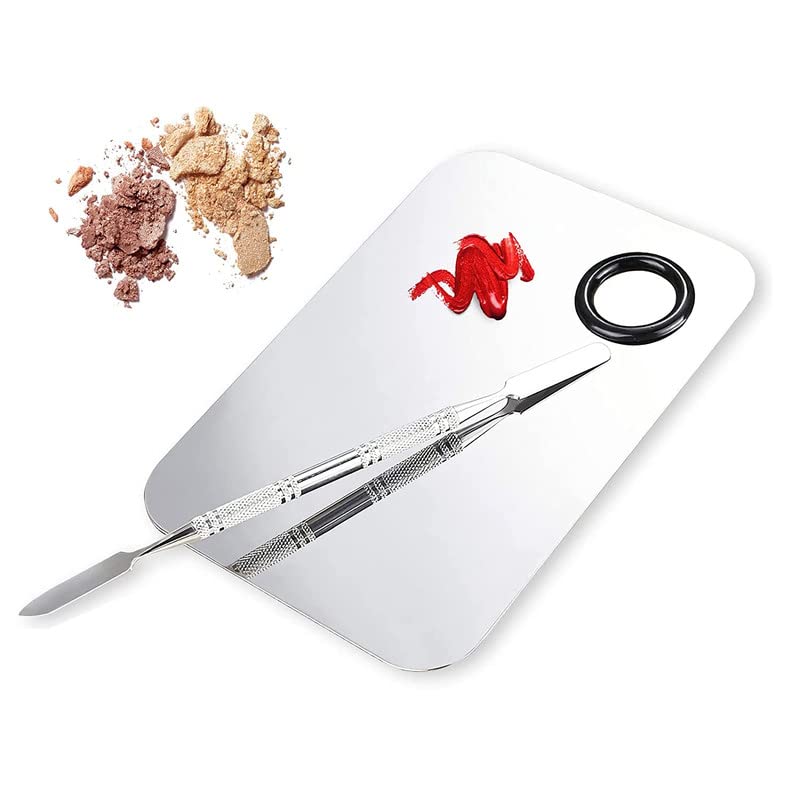 Shidara Makeup Mixing Palette Upgrad Stainless Steel Metal Mixing Tray with Spatula Artist Tool for Mixing Foundation Nail-Art | Multi | 1 Pieces-image-48