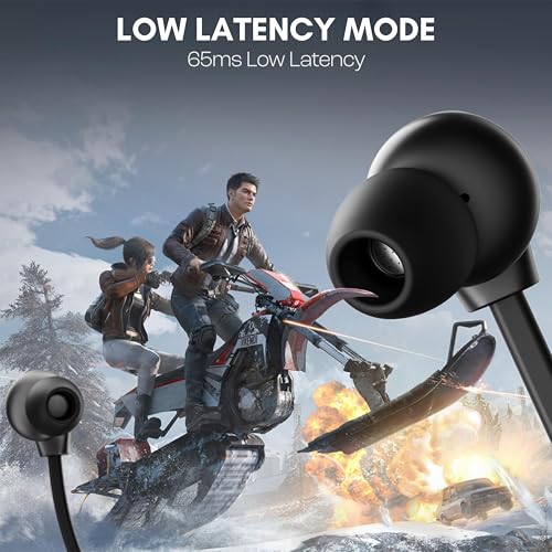 Image of B'O'O'M Bluetooth Neckband Earphones with 35H Playtime, BT 5.3, Passive Noise Cancellation, HD Mic, IPX5 Sweatproof- Black