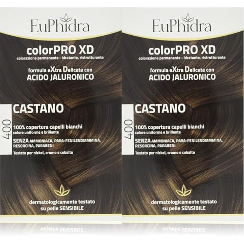 Euphidra Colorpro XD Colorazione Permanente con Acido Jaluronico, Castano - 190 g (Confezione da 2)