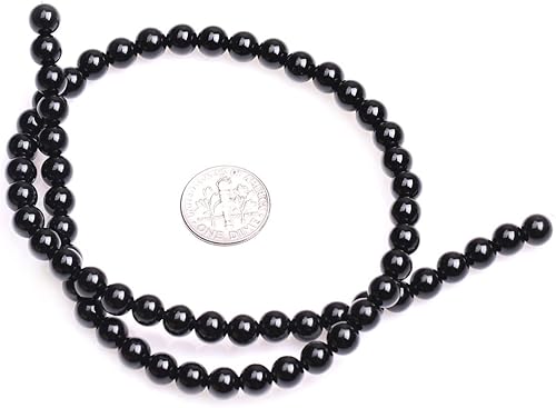 Miniatura 4 de JOE FOREMAN Cuentas redondas de ágata negra de 0.236 in con piedras semipreciosas sueltas para hacer joyas, cuentas de 15 pulgadas, cuentas hechas a