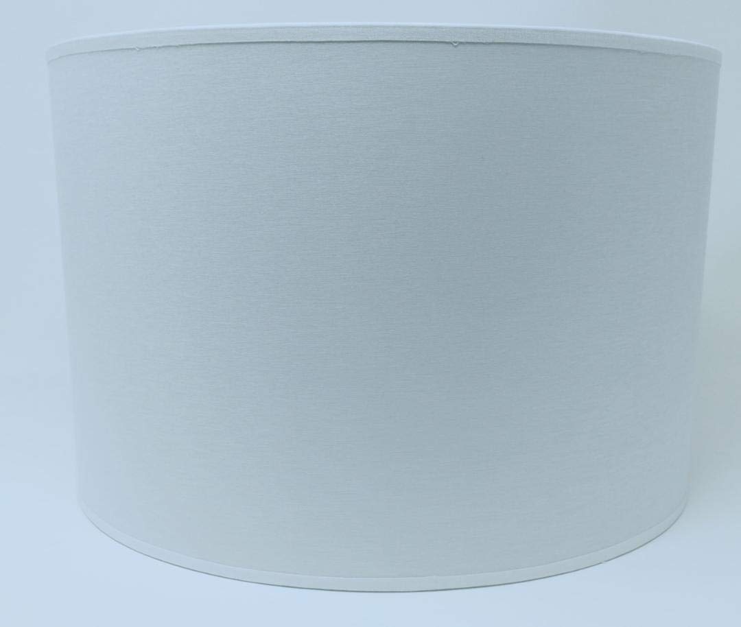Lampenschirm Zylinder Form Weiß Stoff Silber Futter Handarbeit Verschiedene Größen Deckenanhänger - Tisch (40 cm Durchmesser 20 cm Höhe)