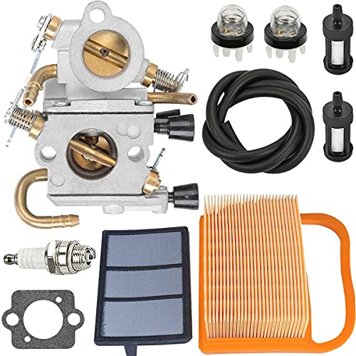 ZAMDOE Carburateur pour Sthil TS420 TS410 TS410Z TS420Z scie à béton, remplace # C1Q-S118 4238-120-0600, avec filtre à air 4238 140 1800 + conduite de...