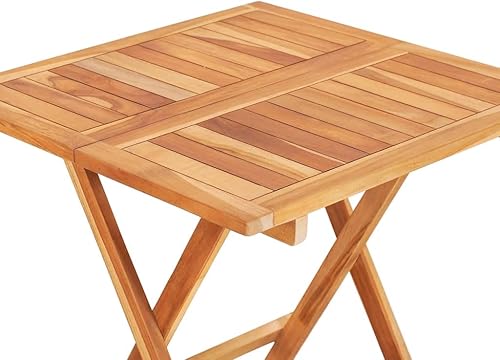 Miniatura 5 de vidaXL Juego de mesa plegable de madera maciza de teca, 3 piezas incluidas, marrón, perfecto para jardín, terraza, patio o comedor interior, juego