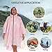 PTEROMY Hooded Rain Poncho for Adult with Pocket and Zipper, Waterproof Lightweight Raincoat for Men and Women (Pink)