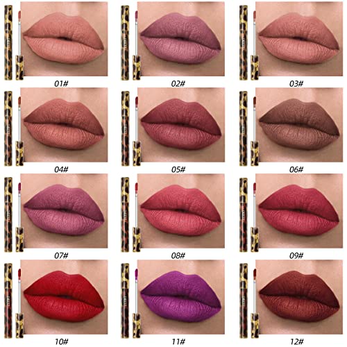 Qibest 12Pcs Matte Liquid Lipstick Makeup Set Kit, High Pigmented Long Lasting Labiales Mate 24 Horas Larga Duracion Waterproof Nude Red Lip Gloss For Girls Women Make Up Gift Kit #TOP2