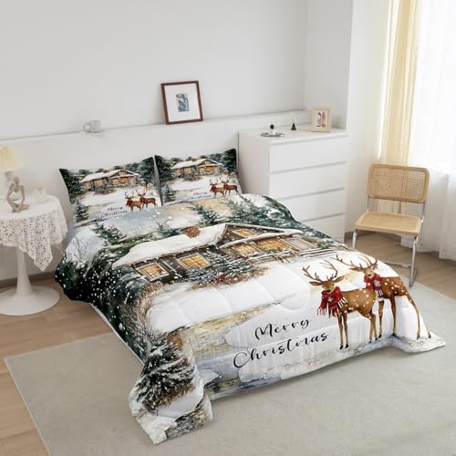 Homewish-Merry-Christmas-Comforter-Set-King-SizeElk-Deer-Rustic-Cabin-Duvet-Insert-for-Kids-Boys-Girls-Room-DecorSnowflake-Winter-Theme-Bedding-Set-3PcsWild-Animal-Woodland-Quilt-Set2-Pillowcases Homewish Merry Christmas Comforter Set King SizeElk Deer Rustic Cabin Duvet Insert for Kids Boys Girls Room DecorSnowflake Winter Theme Bedding Set 3PcsWild Animal Woodland Quilt Set2 Pillowcases