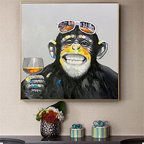 Affiches mur art photo singe buvant pour déco salon nordique