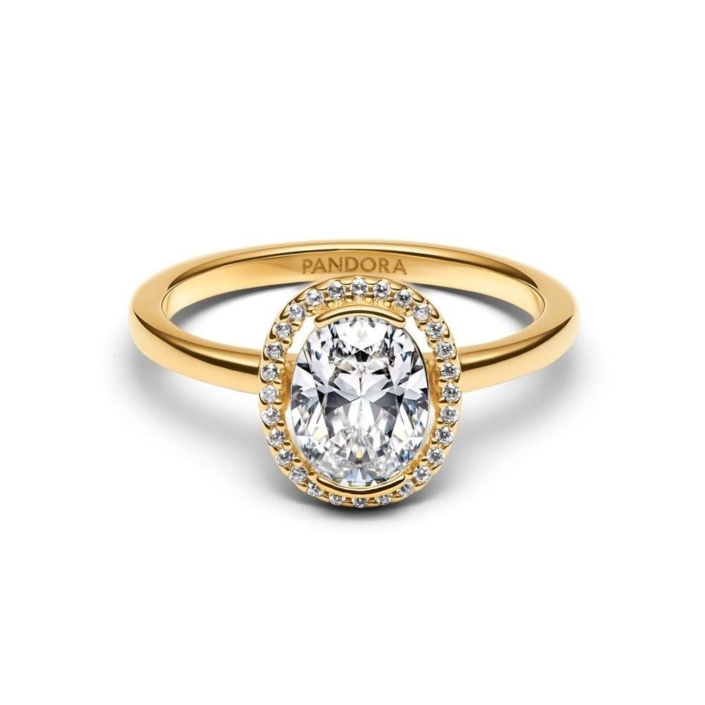PANDORA Damen-Ring Ovaler Funkelnder Heiligenschein Goldfarben 163802C01