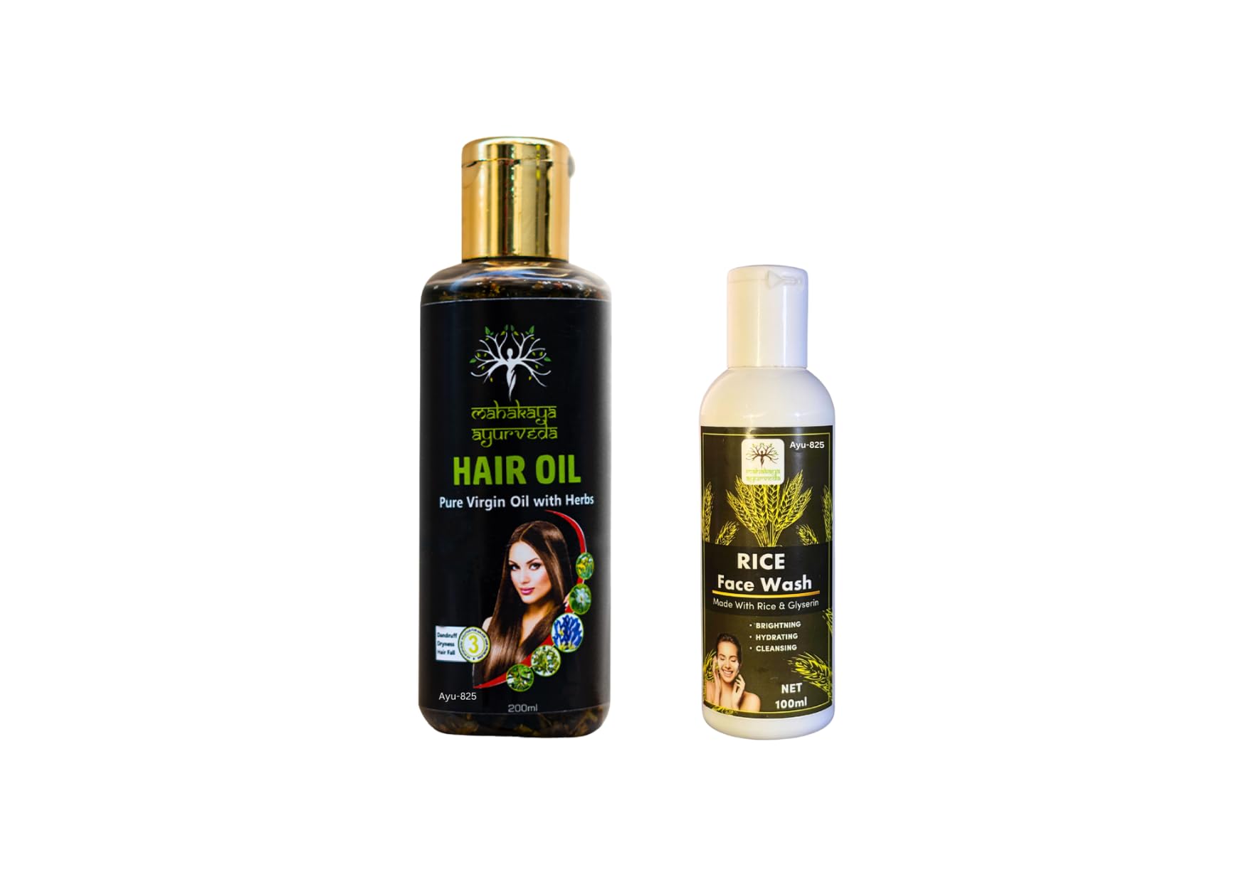 Maharakya Ayurveda Hair Oil and Rice Face Wash Set, 200ml Pure Virgin Oil with Herbs, 100ml Brightening Face Wash-image-21