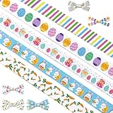 Easter Ribbon Wired Edge 5 Rolls 25 Yards Spring Grosgrain Colorful Fabric Decorative Rustic Ribbon with...