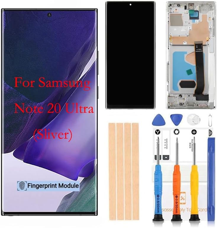 [Sliver with Frame ] Amoled LCD for Samsung Galaxy Note 20Ultra 5G Digitizer Screen LCD Display Touch Assembly Replacement Compatible with SM-N985 N985A N985F N985P N985R4 T U V W by BITANR