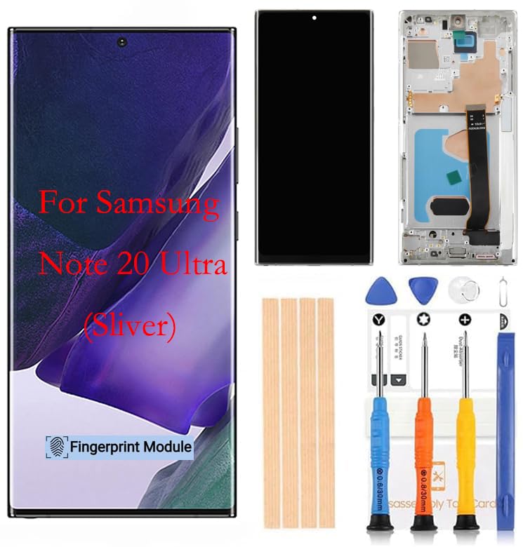 [Sliver with Frame ] Amoled LCD for Samsung Galaxy Note 20Ultra 5G Digitizer Screen LCD Display Touch Assembly Replacement Compatible with SM-N985