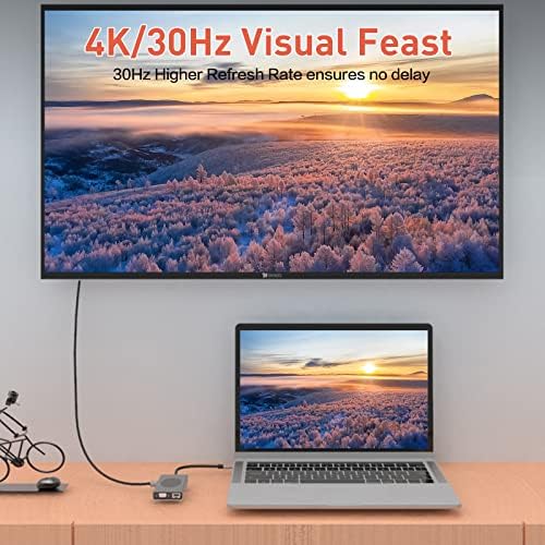 USB C HUB 13 in 1 mit Kabellosem Laden, Docking Station Adapter mit 4K-HDMI, VGA, RJ45 Ethernet, 2×USB3.0, USB C 3.0&2.0, PD 100W, SD/TF & 3.5mm AUX, Kompatibel mit MacBook Pro & Andere Laptops