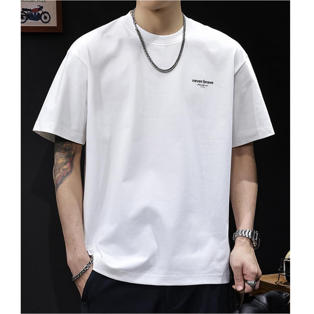 [Yeecan] tシャツ メンズ 半袖 綿 丸首 夏服 メンズ 無地 通気性 柔らかい 軽い 速乾 カジュアル ゆったり オシャレ かっこいい 夏 ティーシャツ 大きいサイズ - 2