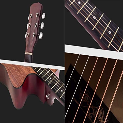 Guitar Kit, String Instrument Electronic Guitar Acoustic Guitar Classical Guitar， Outdoor Carrying Student Practice Adult Fingerstyle Clear Sound Metal Steel String Basswood (Color : A-Brown, Size : #TOP3
