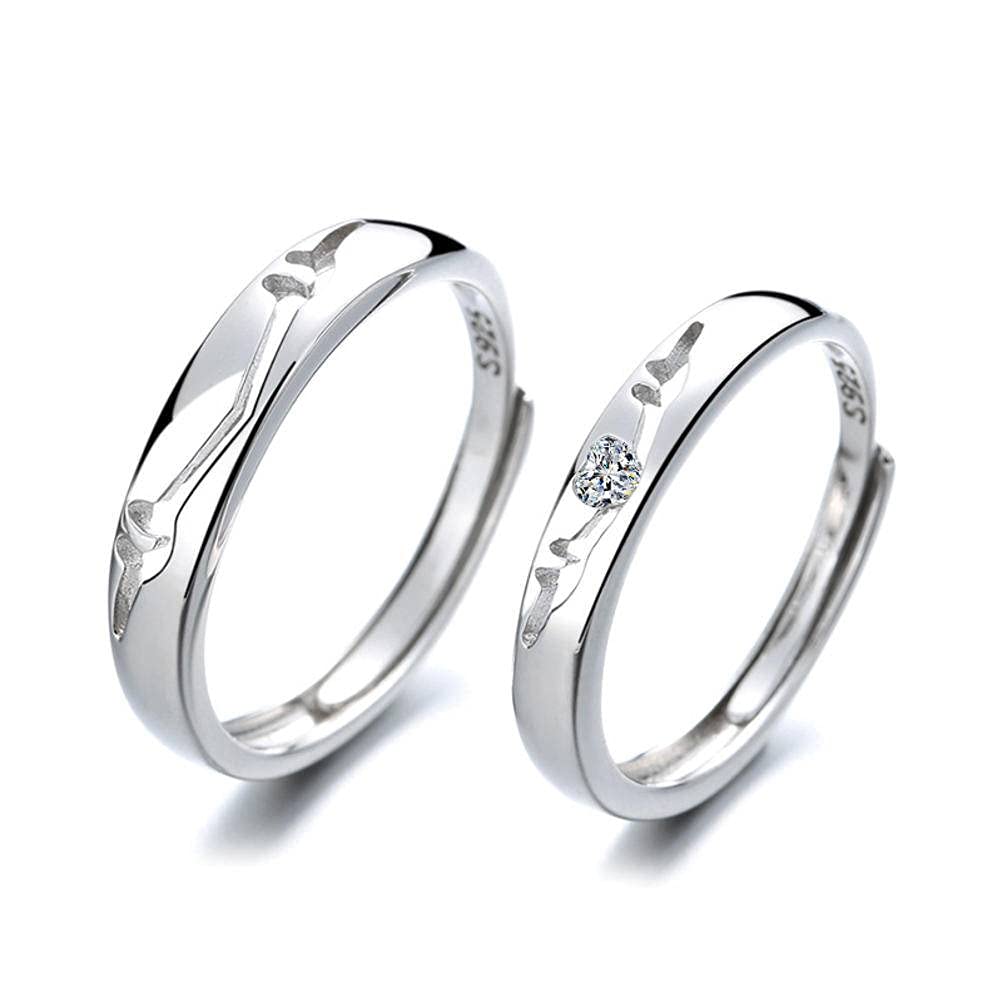 Bague ouverte élan argent S925 bijou réglable tendance - 6