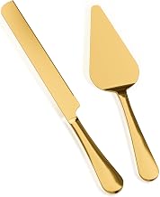 Cake Cutting Set for Wedding, Elegant Wedding Cake Knife and Server Set in Extra Large, Premium Thickened Stainless Steel Cake Cutter for Birthday, Anniversary and etc. Gold