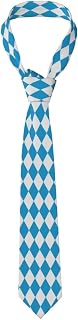 Oktoberfest Bavarian Blue And White Men'S Silk-Feel Polyester Tie - No-Flip Design, Travel-Ready With Storage Box, Fits 15"-17" Collars