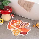 Softania Mushroom Decor Cute Bath Mat - Red, 22.5*25.5 IN - Water Absorbing, Non Slip, Machine Washable - Bathroom, Kitchen, Bedroom - Image 4