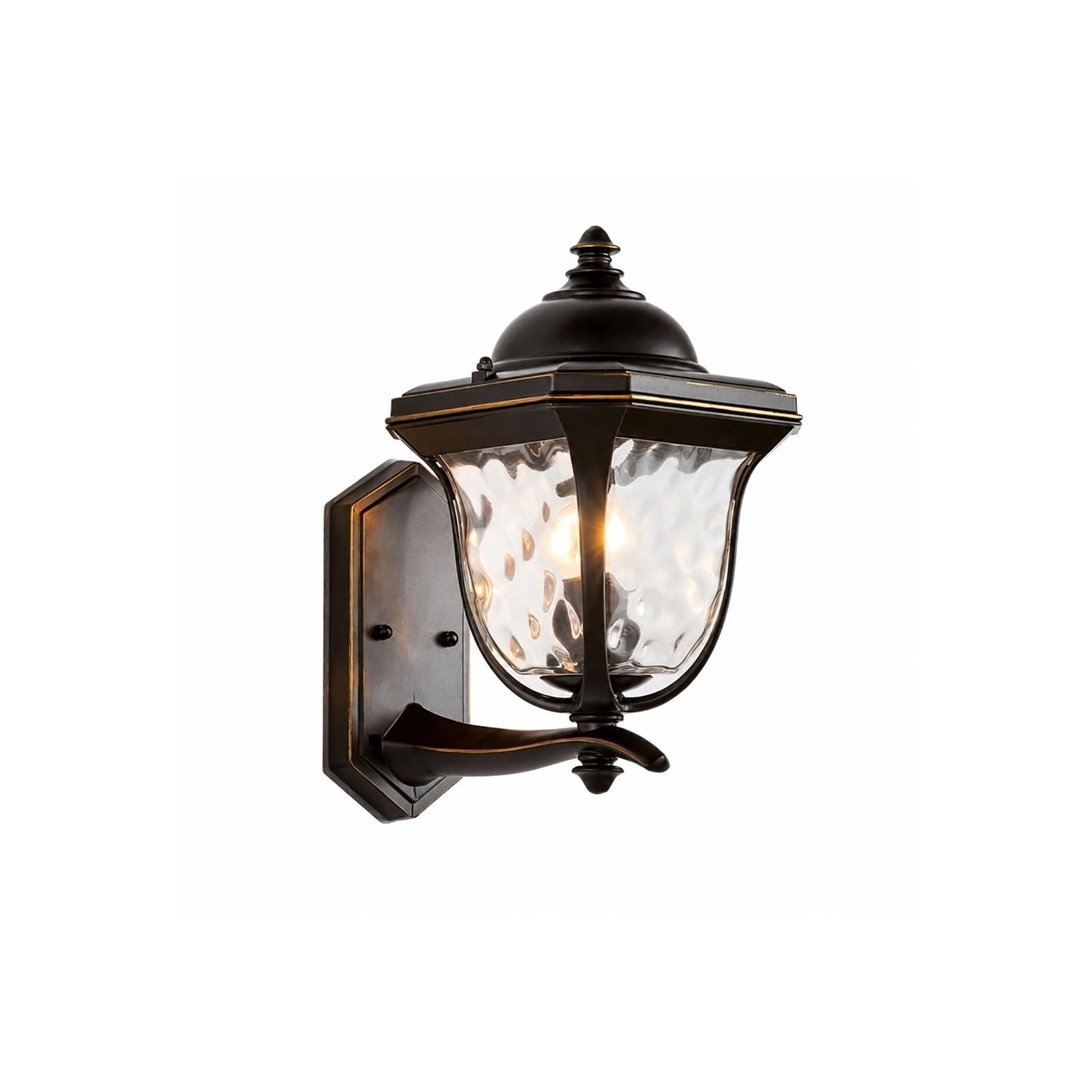 OZBMA Modern European Outdoor Wall Light, Deep Coffee Clear Lantern, IP65 Waterproof Aluminum Exterior Sconce with Hammered Glass, Porch Lighting Fixtures for Entryway Staircase Threshold