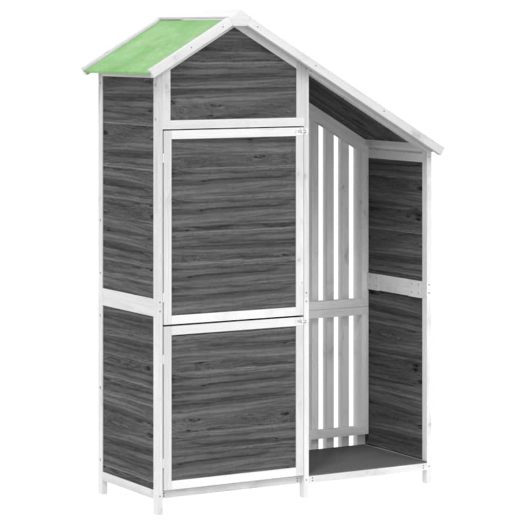 vidaXL Geräteschuppen, Gartenschrank mit Schrägdach, Holz Gerätehaus für Gartenwerkzeuge, Geräteschrank Werkzeugschrank, Grau 120x53,5x170cm Massivholz Kiefer