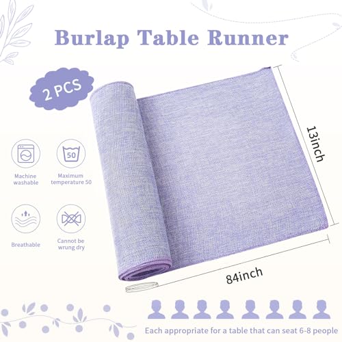 LuoluoHouse Burlap Table Runners Lavender Table Runner 2 Pack 13x84 inch Light Purple Jute Table Linen for Birthday Picnic Camping Rustic Wedding Spring Table Decorations by LuoluoHouse - Image 4