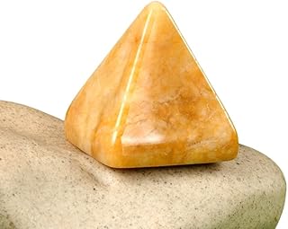 Crystal Pyramid Chakra Stones,Hand Carved Gemstone Positive Engrgy Generator,Reiki Healing Pyramid Protection Crystals Figurine Decoration (Yellow, 18 * 20mm)
