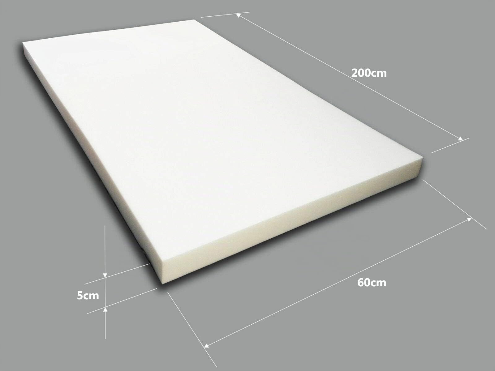 sunnypillow Matelas en Mousse 60 x 200 x 5 cm RG 25/44 polyuréthane expansé pour Rembourrage de Coussins - Mause pour canapé, bancs, chaise - différentes épaisseurs