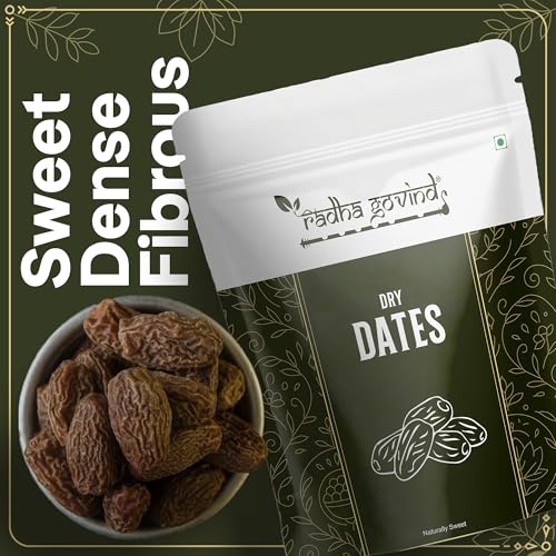 Image of Radha Govind Organic Black Dry Dates 500g, Premium Kala Chuara Khajoor, Energy Rich Dry Dates for Immunity, Digestion, Natural Sweetener & Daily Nutrition