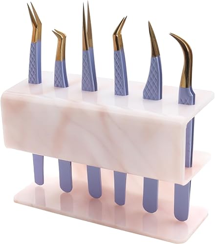 Mekupeu 6 agujeros acrílico pinzas titular de pestañas extensión suministros soporte de exhibición, blanco, 1 unidad