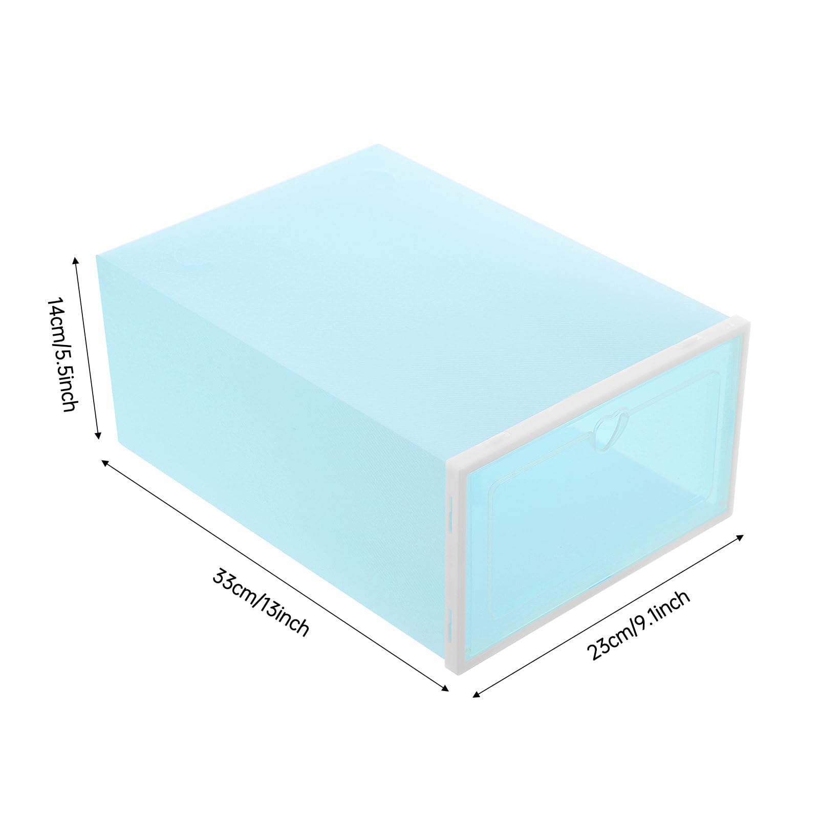 20 scatole per scarpe Flip-Top, trasparenti, impilabili con manico a cuore, 23 x 33 x 14 cm, salvaspazio e antipolvere, per scarpiere, camera da letto, guardaroba, ripostigli, blu