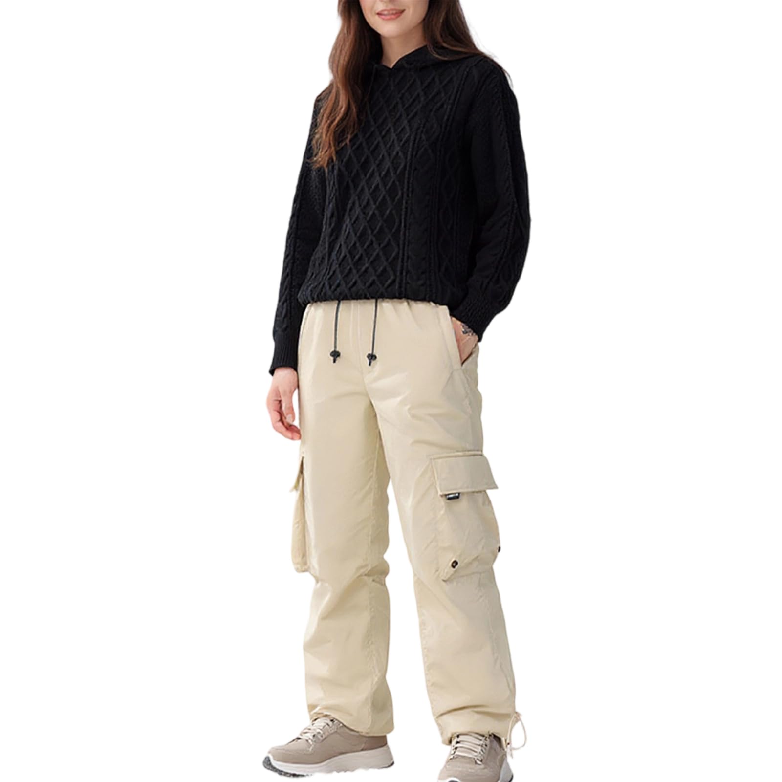 Generisch Skihose Damen Baggy Snowboardhose Ski Hose Snowboardhose Oversize Schneehose mit Hosenträgern für Frauen - Wasserdicht Winddicht Atmungsaktiv Warm Outdoor Hosen für Damen