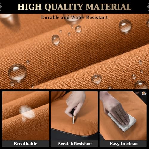 Image of Coverado Universal Car Back Seat Covers - Canvas Rear Seat Cushions for Kids & Dogs, Fits Most Vehicles Trucks SUVs - Khaki