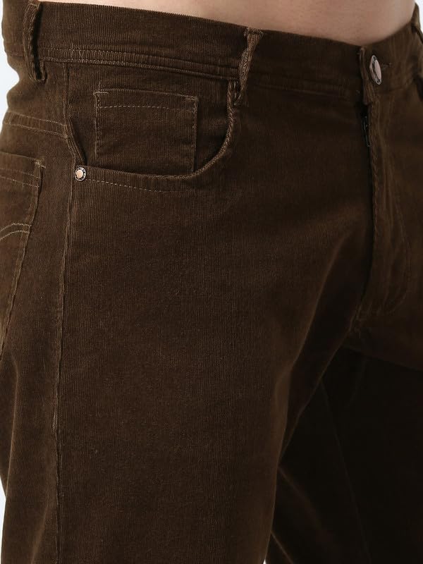 Image of NEVER NEUD Men's Corduroy Trousers | Stylish Straight Fit 4 Pocketed Corduroy Pants for Men | 98% Cotton 2% Elastane | Mid Rise | Comfortable Casual Regular Fit Pants | Button Closure