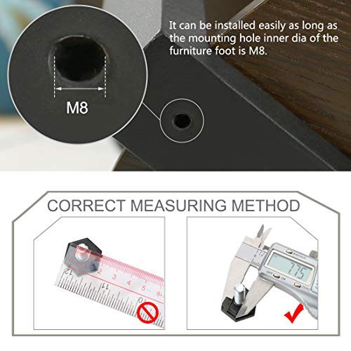 sourcingmap M8 x 18 x 25mm Hand Screw Leveling Feet Adjustable Leveler Floor Protector for Home Apartment Desk Chair Leg 20 Pack - Image 3