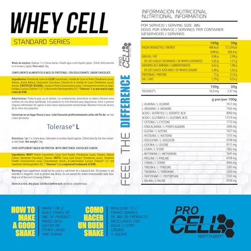 WheyCell | Proteína Whey Pura (2kg / 66 Servicios) - Sabor Vainilla - 100% Concentrado de Suero de Leche Premium para Aumentar Masa Muscular - 22g de Proteínas por Servicio - Sin Gluten - imagen 5