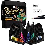 H & B 122pcs Coloured Pencils Drawing Pencil Set Oil Based Artist Pencils Professional Colouring Pencils for Adults Beginners Art Supplies with Eraser In Zipper Case