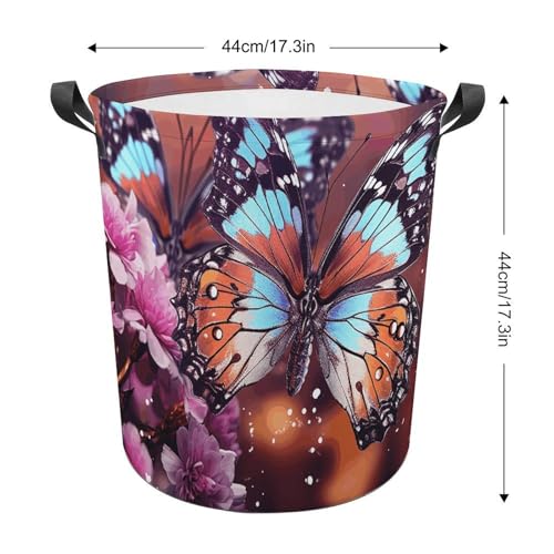 Bac à linge facile à transporter et pliable avec imprimé papillons - 3